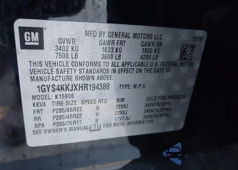 2017 Cadillac Escalade Esv Platinum z USA, uszkodzony, nr VIN 1GYS4KKJXHR194388